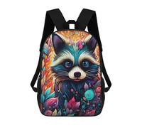 sinyumoney Mochila Infantil, Mochila Escolar Colorful Raccoon Artwork-12 Mochila Escolar De Gran Capacidad Para Estudiantes, Niños, Niñas, Adultos Y Adolescentes 17inch