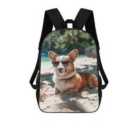 sinyumoney Mochila Infantil, Mochila Escolar Corgi Tropical Beach Chill Mochila Escolar De Gran Capacidad Para Estudiantes, Niños, Niñas, Adultos Y Adolescentes 17inch