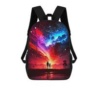 sinyumoney Mochila Infantil, Mochila Escolar Couple Of Galaxy Landscape Mochila Escolar De Gran Capacidad Para Estudiantes, Niños, Niñas, Adultos Y Adolescentes 17inch