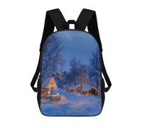sinyumoney Mochila Infantil, Mochila Escolar Cozy Winter Cabin Village Mochila Escolar De Gran Capacidad Para Estudiantes, Niños, Niñas, Adultos Y Adolescentes 17inch