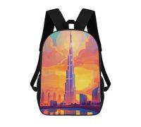 sinyumoney Mochila Infantil, Mochila Escolar Dubai Skyline Sunset Mochila Escolar De Gran Capacidad Para Estudiantes, Niños, Niñas, Adultos Y Adolescentes 17inch