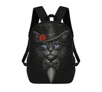 sinyumoney Mochila Infantil, Mochila Escolar Elegant Cat Portrait with Hat And Bowtie Mochila Escolar De Gran Capacidad Para Estudiantes, Niños, Niñas, Adultos Y Adolescentes 17inch