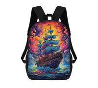 sinyumoney Mochila Infantil, Mochila Escolar Fantasy Sailing Ship -11 Mochila Escolar De Gran Capacidad Para Estudiantes, Niños, Niñas, Adultos Y Adolescentes 17inch