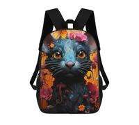 sinyumoney Mochila Infantil, Mochila Escolar Floral Fantasy Cat Portrait Mochila Escolar De Gran Capacidad Para Estudiantes, Niños, Niñas, Adultos Y Adolescentes 17inch