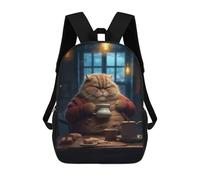 sinyumoney Mochila Infantil, Mochila Escolar Funny Fat Cat Coffee Drink Mochila Escolar De Gran Capacidad Para Estudiantes, Niños, Niñas, Adultos Y Adolescentes 17inch