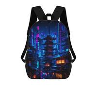 sinyumoney Mochila Infantil, Mochila Escolar Futuristic Japanese Cityscape at Night Mochila Escolar De Gran Capacidad Para Estudiantes, Niños, Niñas, Adultos Y Adolescentes 17inch