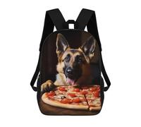sinyumoney Mochila Infantil, Mochila Escolar German Shepherd Pizza Dog Mochila Escolar De Gran Capacidad Para Estudiantes, Niños, Niñas, Adultos Y Adolescentes 17inch
