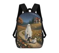sinyumoney Mochila Infantil, Mochila Escolar Ghost And Dog Walking on Path Mochila Escolar De Gran Capacidad Para Estudiantes, Niños, Niñas, Adultos Y Adolescentes 17inch