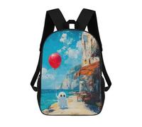sinyumoney Mochila Infantil, Mochila Escolar Ghost with Balloon by The Sea Mochila Escolar De Gran Capacidad Para Estudiantes, Niños, Niñas, Adultos Y Adolescentes 17inch