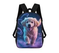 sinyumoney Mochila Infantil, Mochila Escolar Golden Retriever Puppy with Magic Mochila Escolar De Gran Capacidad Para Estudiantes, Niños, Niñas, Adultos Y Adolescentes 17inch