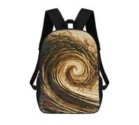 sinyumoney Mochila Infantil, Mochila Escolar Golden Wave Swirl Mochila Escolar De Gran Capacidad Para Estudiantes, Niños, Niñas, Adultos Y Adolescentes 17inch