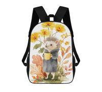 sinyumoney Mochila Infantil, Mochila Escolar Hedgehog with Coffee in Autumn Mochila Escolar De Gran Capacidad Para Estudiantes, Niños, Niñas, Adultos Y Adolescentes 17inch
