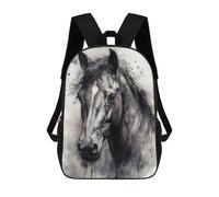 sinyumoney Mochila Infantil, Mochila Escolar Horse Beauty Black Ink Mochila Escolar De Gran Capacidad Para Estudiantes, Niños, Niñas, Adultos Y Adolescentes 17inch