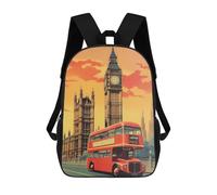 sinyumoney Mochila Infantil, Mochila Escolar London's Iconic Red Bus And Big Ben Mochila Escolar De Gran Capacidad Para Estudiantes, Niños, Niñas, Adultos Y Adolescentes 17inch