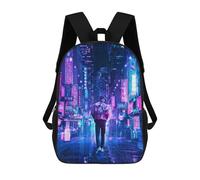 sinyumoney Mochila Infantil, Mochila Escolar Neon Cityscape Alone in Lights Mochila Escolar De Gran Capacidad Para Estudiantes, Niños, Niñas, Adultos Y Adolescentes 17inch