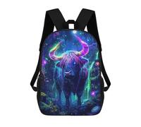 sinyumoney Mochila Infantil, Mochila Escolar Neon Highland Cow in Forest Mochila Escolar De Gran Capacidad Para Estudiantes, Niños, Niñas, Adultos Y Adolescentes 17inch