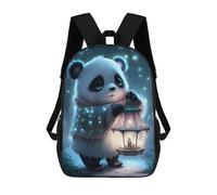 sinyumoney Mochila Infantil, Mochila Escolar Panda with Lantern in Forest Mochila Escolar De Gran Capacidad Para Estudiantes, Niños, Niñas, Adultos Y Adolescentes 17inch