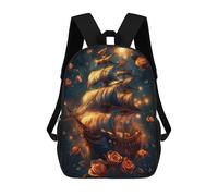 sinyumoney Mochila Infantil, Mochila Escolar Pirate Ship Among Stars Mochila Escolar De Gran Capacidad Para Estudiantes, Niños, Niñas, Adultos Y Adolescentes 17inch