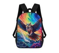 sinyumoney Mochila Infantil, Mochila Escolar Rainbow Owl in Flight Mochila Escolar De Gran Capacidad Para Estudiantes, Niños, Niñas, Adultos Y Adolescentes 17inch
