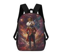 sinyumoney Mochila Infantil, Mochila Escolar Space Dog in Uniform Cosmic Nutcracker Maltese Dog Mochila Escolar De Gran Capacidad Para Estudiantes, Niños, Niñas, Adultos Y Adolescentes 17inch