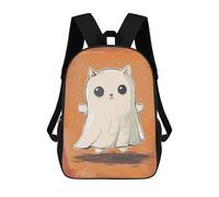 sinyumoney Mochila Infantil, Mochila Escolar Spooky Halloween Cat Ghost Mochila Escolar De Gran Capacidad Para Estudiantes, Niños, Niñas, Adultos Y Adolescentes 17inch