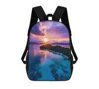 sinyumoney Mochila Infantil, Mochila Escolar Tropical Sunset Island Mochila Escolar De Gran Capacidad Para Estudiantes, Niños, Niñas, Adultos Y Adolescentes 17inch