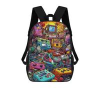 sinyumoney Mochila Infantil, Mochila Escolar Vibrant Retro Gaming Collage -6 Mochila Escolar De Gran Capacidad Para Estudiantes, Niños, Niñas, Adultos Y Adolescentes 17inch