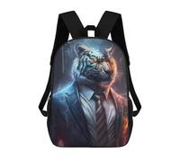 sinyumoney Mochila Infantil, Mochila Escolar White Boss Tiger in Suit Mochila Escolar De Gran Capacidad Para Estudiantes, Niños, Niñas, Adultos Y Adolescentes 17inch