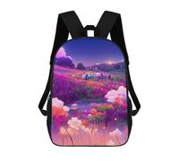 sinyumoney Mochila Infantil, Mochila Fantasy Floral Field Sunset Impresa En 3D, Mochila Para Niños Y Niñas, Mochila Escolar Ligera Y Ajustable De 17 Pulgadas Para La Escuela Primaria 17inch