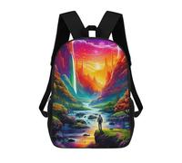 sinyumoney Mochila Infantil, Mochila Fantasy Landscape with Waterfall Impresa En 3D, Mochila Para Niños Y Niñas, Mochila Escolar Ligera Y Ajustable De 17 Pulgadas Para La Escuela Primaria 17inch