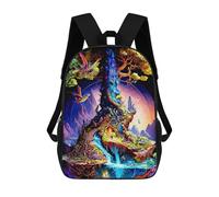 sinyumoney Mochila Infantil, Mochila Fantasy World with Tree Castle Impresa En 3D, Mochila Para Niños Y Niñas, Mochila Escolar Ligera Y Ajustable De 17 Pulgadas Para La Escuela Primaria 17inch