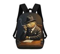 sinyumoney Mochila Infantil, Mochila Fish Boss Smoking Impresa En 3D, Mochila Para Niños Y Niñas, Mochila Escolar Ligera Y Ajustable De 17 Pulgadas Para La Escuela Primaria 17inch