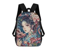 sinyumoney Mochila Infantil, Mochila Geisha Dragon Japanese Impresa En 3D, Mochila Para Niños Y Niñas, Mochila Escolar Ligera Y Ajustable De 17 Pulgadas Para La Escuela Primaria 17inch