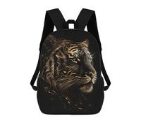 sinyumoney Mochila Infantil, Mochila Gold Black Tiger Experessi Impresa En 3D, Mochila Para Niños Y Niñas, Mochila Escolar Ligera Y Ajustable De 17 Pulgadas Para La Escuela Primaria 17inch