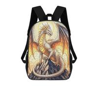 sinyumoney Mochila Infantil, Mochila Golden Dragon on Mountain Peak Impresa En 3D, Mochila Para Niños Y Niñas, Mochila Escolar Ligera Y Ajustable De 17 Pulgadas Para La Escuela Primaria 17inch