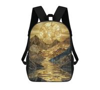 sinyumoney Mochila Infantil, Mochila Golden Mountain Landscape Impresa En 3D, Mochila Para Niños Y Niñas, Mochila Escolar Ligera Y Ajustable De 17 Pulgadas Para La Escuela Primaria 17inch
