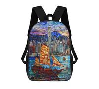 sinyumoney Mochila Infantil, Mochila Hong Kong Harbor Sunset Impresa En 3D, Mochila Para Niños Y Niñas, Mochila Escolar Ligera Y Ajustable De 17 Pulgadas Para La Escuela Primaria 17inch