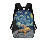 sinyumoney Mochila Infantil, Mochila Leopard Gecko on Rock, Starry Night Impresa En 3D, Mochila Para Niños Y Niñas, Mochila Escolar Ligera Y Ajustable De 17 Pulgadas Para La Escuela Primaria 17inch