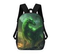sinyumoney Mochila Infantil, Mochila Majestic Green Dragon Art Impresa En 3D, Mochila Para Niños Y Niñas, Mochila Escolar Ligera Y Ajustable De 17 Pulgadas Para La Escuela Primaria 17inch