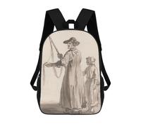 sinyumoney Mochila Infantil, Mochila Man And Child with Fishing Net Impresa En 3D, Mochila Para Niños Y Niñas, Mochila Escolar Ligera Y Ajustable De 17 Pulgadas Para La Escuela Primaria 17inch