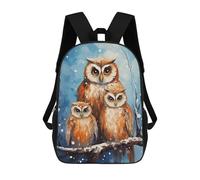 sinyumoney Mochila Infantil, Mochila Merry Xmas Owl Family Impresa En 3D, Mochila Para Niños Y Niñas, Mochila Escolar Ligera Y Ajustable De 17 Pulgadas Para La Escuela Primaria 17inch