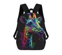 sinyumoney Mochila Infantil, Mochila Neon Giraffe Portrait Impresa En 3D, Mochila Para Niños Y Niñas, Mochila Escolar Ligera Y Ajustable De 17 Pulgadas Para La Escuela Primaria 17inch