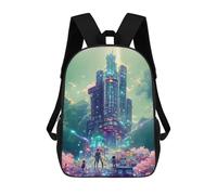 sinyumoney Mochila Infantil, Mochila Neon Skyscraper Dreamscape -1 Impresa En 3D, Mochila Para Niños Y Niñas, Mochila Escolar Ligera Y Ajustable De 17 Pulgadas Para La Escuela Primaria 17inch