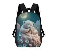 sinyumoney Mochila Infantil, Mochila Polar Bears in Moonlit Dreams Impresa En 3D, Mochila Para Niños Y Niñas, Mochila Escolar Ligera Y Ajustable De 17 Pulgadas Para La Escuela Primaria 17inch