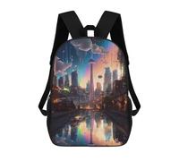 sinyumoney Mochila Infantil, Mochila Rainbow Cityscape Reflections Impresa En 3D, Mochila Para Niños Y Niñas, Mochila Escolar Ligera Y Ajustable De 17 Pulgadas Para La Escuela Primaria 17inch