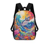 sinyumoney Mochila Infantil, Mochila Shark in A Rainbow Wave Impresa En 3D, Mochila Para Niños Y Niñas, Mochila Escolar Ligera Y Ajustable De 17 Pulgadas Para La Escuela Primaria 17inch