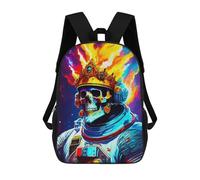 sinyumoney Mochila Infantil, Mochila Skull Astronaut with Crown Impresa En 3D, Mochila Para Niños Y Niñas, Mochila Escolar Ligera Y Ajustable De 17 Pulgadas Para La Escuela Primaria 17inch