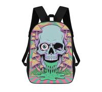 sinyumoney Mochila Infantil, Mochila Skull with Mushrooms Trippy Art Impresa En 3D, Mochila Para Niños Y Niñas, Mochila Escolar Ligera Y Ajustable De 17 Pulgadas Para La Escuela Primaria 17inch