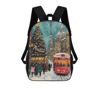 sinyumoney Mochila Infantil, Mochila Snowy Christmas Street Scene Impresa En 3D, Mochila Para Niños Y Niñas, Mochila Escolar Ligera Y Ajustable De 17 Pulgadas Para La Escuela Primaria 17inch