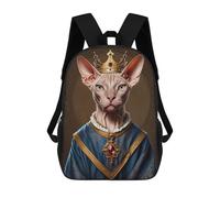 sinyumoney Mochila Infantil, Mochila Sphynx Cat King Impresa En 3D, Mochila Para Niños Y Niñas, Mochila Escolar Ligera Y Ajustable De 17 Pulgadas Para La Escuela Primaria 17inch